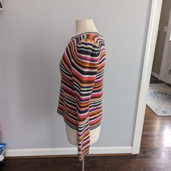 Women's Marie Oliver Miley Stripe Sweater Large Rainbow Colorful - Picture 4 of 7